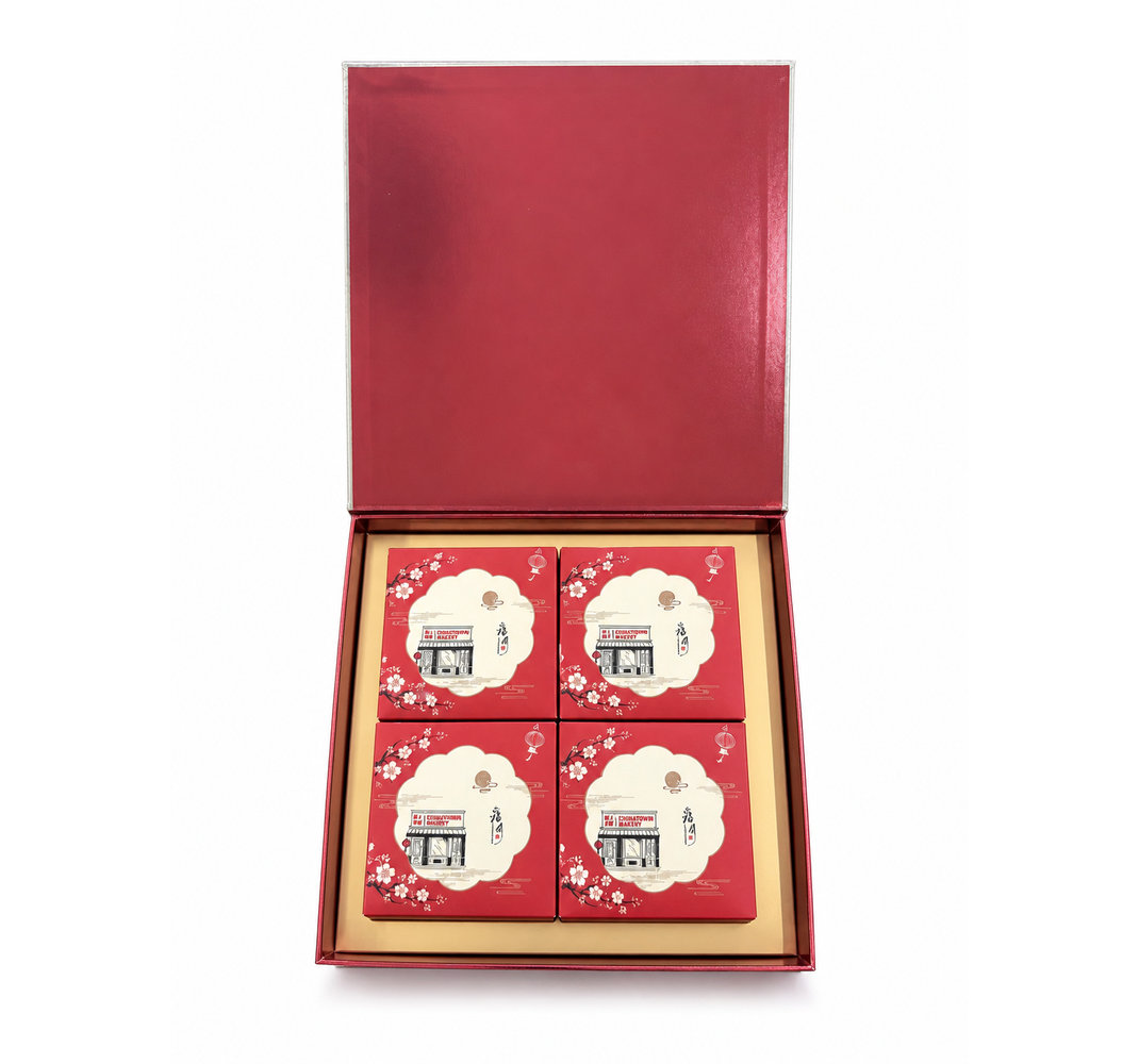 Chinatown Bakery Red-and-Gold Four-Box Mooncake Gift Set