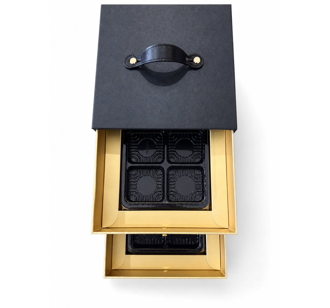 Royal China Black-and-Gold Two-Drawer Mooncake Gift Box