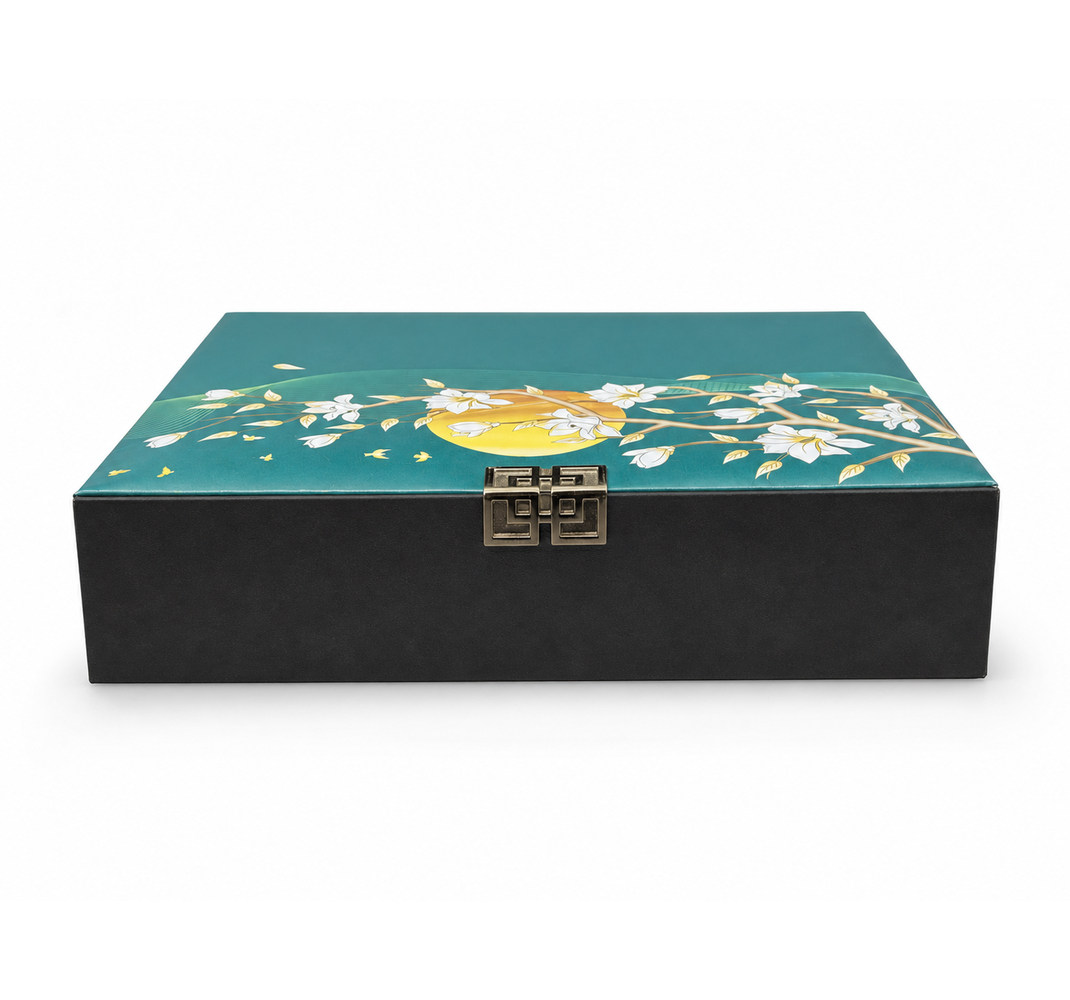 Deep Teal Magnolia Mooncake Gift Box