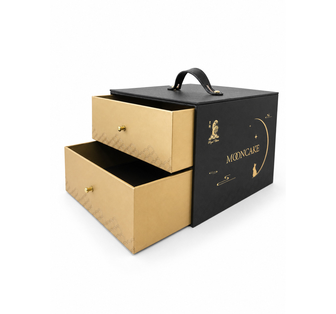 Royal China Black-and-Gold Two-Drawer Mooncake Gift Box