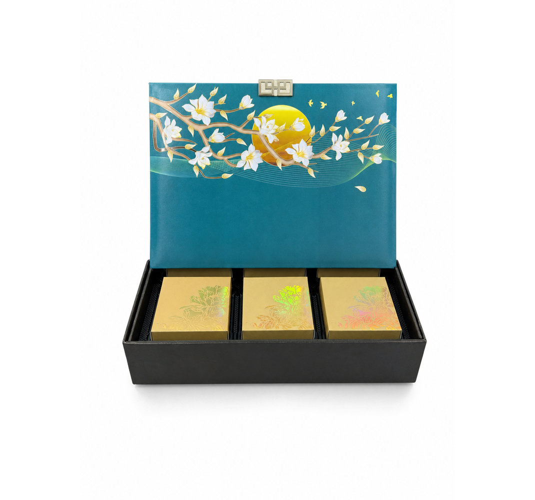 Deep Teal Magnolia Mooncake Gift Box