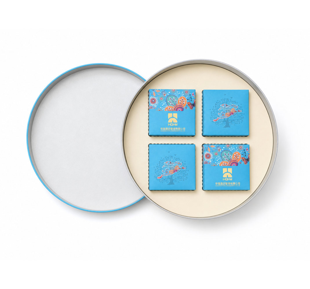 Blue Rabbit Round Mooncake Gift Box