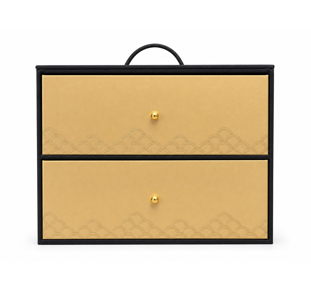 Royal China Black-and-Gold Two-Drawer Mooncake Gift Box