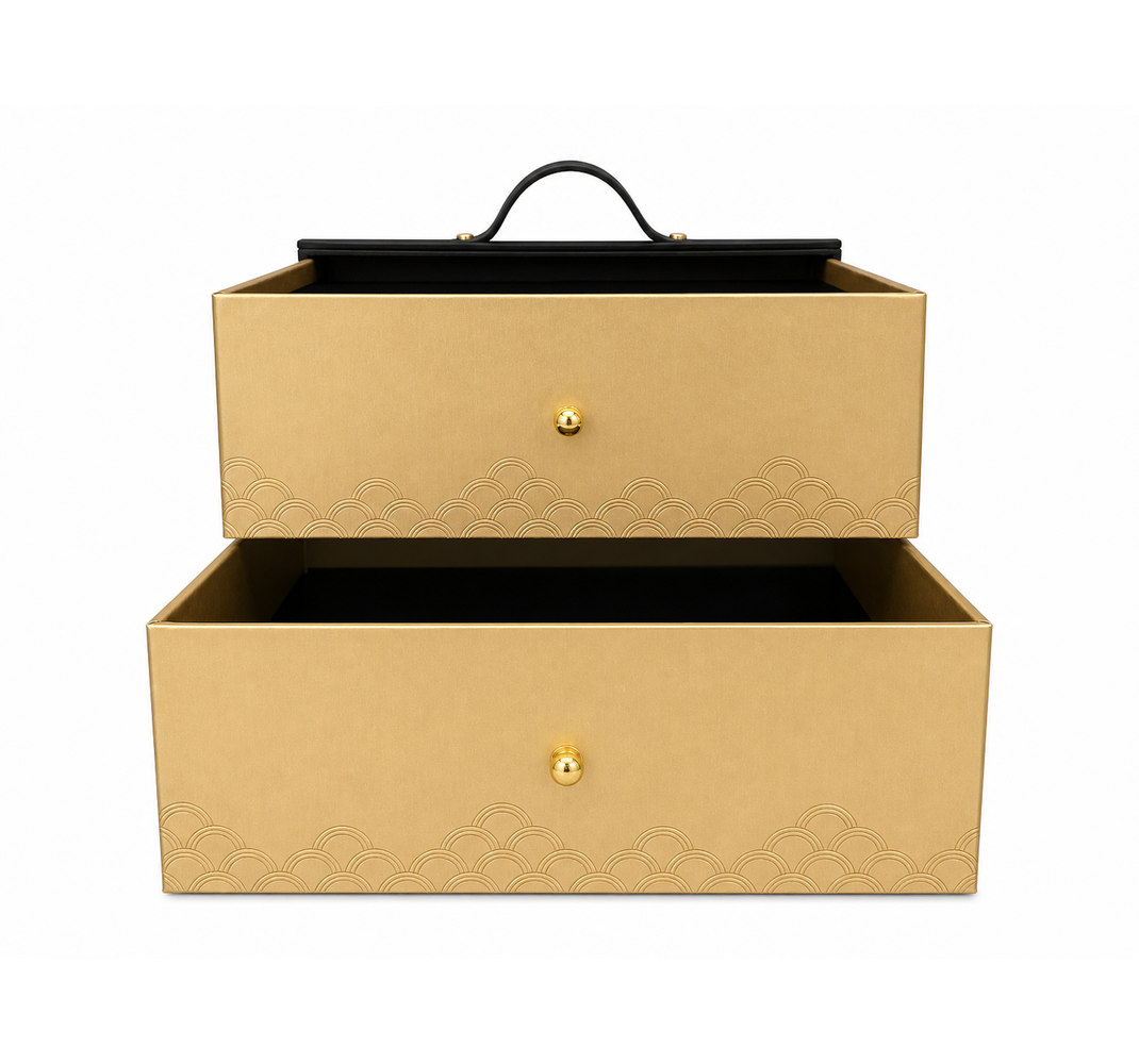 Royal China Black-and-Gold Two-Drawer Mooncake Gift Box